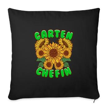 Garten Chefin Sonnenblumen Gartenfreundin - Sofakissenbezug 45 x 45 cm - Schwarz - Vorne