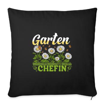 Garten Chefin Gänseblümchen Gärtnerin Blumenliebe - Sofakissenbezug 45 x 45 cm - Schwarz - Vorne