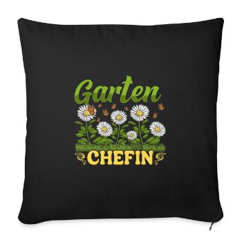 Garten Chefin Gänseblümchen Gärtnerin Blumenliebe - Sofakissenbezug 45 x 45 cm - Schwarz - Vorne