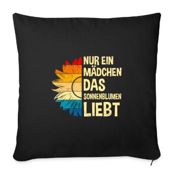Nur ein Mädchen das Sonnenblumen liebt Garten Girl - Sofakissenbezug 45 x 45 cm - Schwarz - Vorne