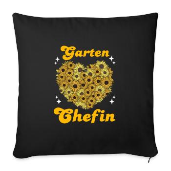 Garten Chefin Sonnenblumen Gartenfreundin Blumen - Sofakissenbezug 45 x 45 cm - Schwarz - Vorne