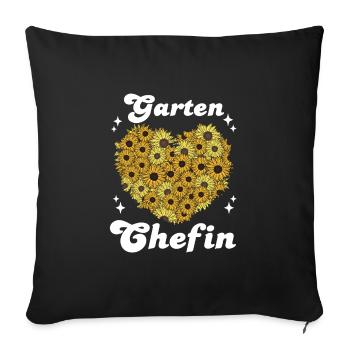 Garten Chefin Sonnenblumen Gartenfreundin Blumen - Sofakissenbezug 45 x 45 cm - Schwarz - Vorne