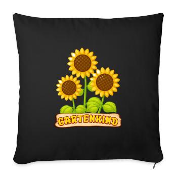 Garten Kind Sonnenblumen Kinder Gartenliebhaber - Sofakissenbezug 45 x 45 cm - Schwarz - Vorne