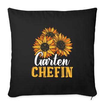 Garten Chefin Sonnenblumen Gartenfreundin - Sofakissenbezug 45 x 45 cm - Schwarz - Vorne