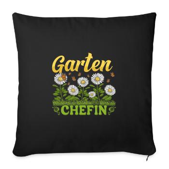 Garten Chefin Gänseblümchen Gärtnerin Blumenliebe - Sofakissenbezug 45 x 45 cm - Schwarz - Vorne