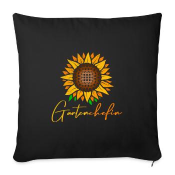 Garten Chefin Sonnenblumen Gartenfreundin - Sofakissenbezug 45 x 45 cm - Schwarz - Vorne