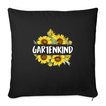 Garten Kind Sonnenblumen Kinder Gartenliebhaber - Sofakissenbezug 45 x 45 cm - Schwarz - Vorne