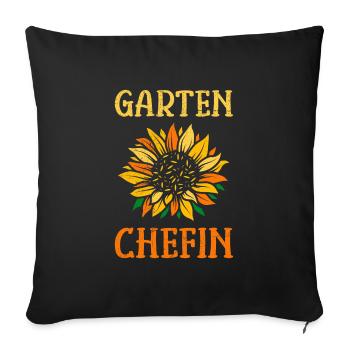 Garten Chefin Sonnenblumen Gartenfreundin - Sofakissenbezug 45 x 45 cm - Schwarz - Vorne