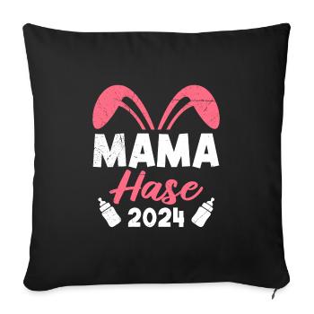Mamahase 2024 werdende Mütter 2024 Hasenmama - Sofakissenbezug 45 x 45 cm - Schwarz - Vorne