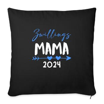 Zwillings Mama 2024 werdende Mutter 2024 - Sofakissenbezug 45 x 45 cm - Schwarz - Vorne