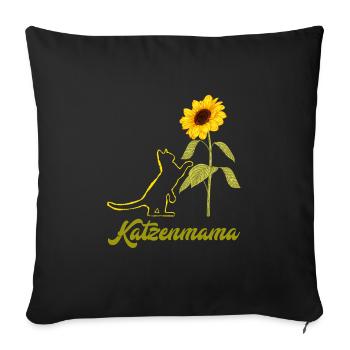 Katzenmama Blumen Katzenliebhaber Katzenfans - Sofakissenbezug 45 x 45 cm - Schwarz - Vorne
