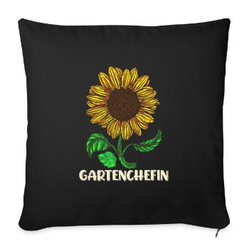 Garten Chefin Sonnenblumen Gartenfreundin Blumen - Sofakissenbezug 45 x 45 cm - Schwarz - Vorne