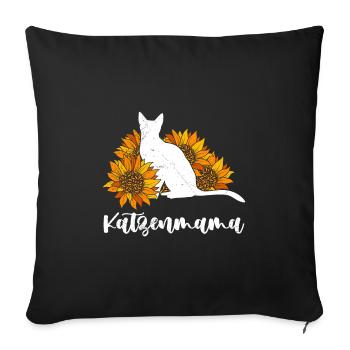 Katzenmama Sonnenblumen Katzenliebhaberin - Sofakissenbezug 45 x 45 cm - Schwarz - Vorne