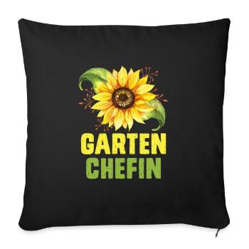 Garten Chefin Sonnenblumen Gartenfreundin - Sofakissenbezug 45 x 45 cm - Schwarz - Vorne