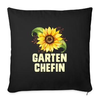 Garten Chefin Sonnenblumen Gartenfreundin - Sofakissenbezug 45 x 45 cm - Schwarz - Vorne
