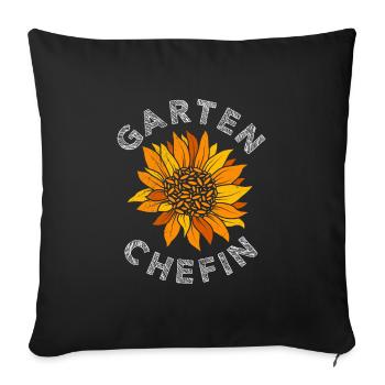 Garten Chefin Sonnenblumen Gartenfreundin - Sofakissenbezug 45 x 45 cm - Schwarz - Vorne