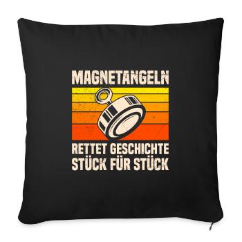 Magnetangler Rettet Geschichte Magnetfischen - Sofakissenbezug 45 x 45 cm - Schwarz - Vorne