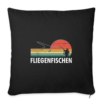Fliegenfischen Fischjagd Fliegenangler Angeln - Sofakissenbezug 45 x 45 cm - Schwarz - Vorne
