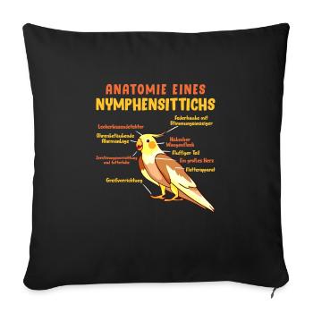 Anatomie eines Nymphensittichs Vogelfreund - Sofakissenbezug 45 x 45 cm - Schwarz - Vorne