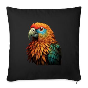 Perroquet coloré - Housse de coussin décorative 45 x 45 cm - noir - Devant