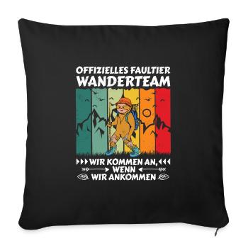 Wanderteam Faultier Wandern - Sofakissenbezug 45 x 45 cm - Schwarz - Vorne