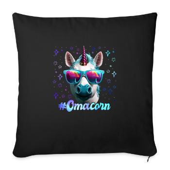 Licorne Fan Omacorn Grand-mère Fête des mères Mamie - Housse de coussin décorative 45 x 45 cm - noir - Devant