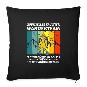 Wanderteam Faultier Wandern - Sofakissenbezug 45 x 45 cm - Schwarz - Vorne