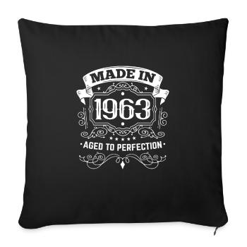 60e anniversaire né en 1963 - fabriqué en 1963 - Housse de coussin décorative 45 x 45 cm - noir - Devant