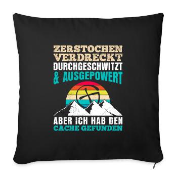Geocacher GPS Ich hab den Cache gefunden - Sofakissenbezug 45 x 45 cm - Schwarz - Vorne
