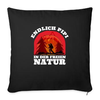 Wanderer Endlich in der freien Natur Berge - Sofakissenbezug 45 x 45 cm - Schwarz - Vorne