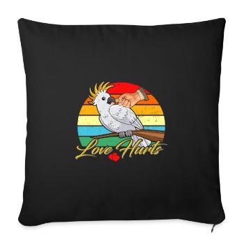 L’amour fait mal au porte-perroquet oiseau cacatoès - Housse de coussin décorative 45 x 45 cm - noir - Devant