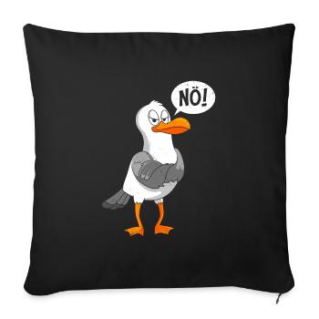 Möwen Nö! sture Möwe Seevogel Seagull - Sofakissenbezug 45 x 45 cm - Schwarz - Vorne