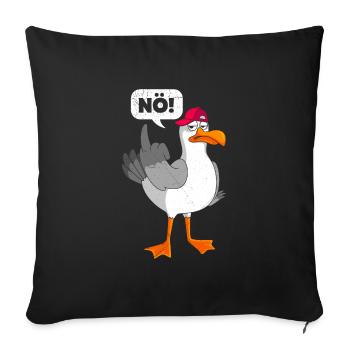 Möwen Nö! sture Möwe Seevogel Seagull - Sofakissenbezug 45 x 45 cm - Schwarz - Vorne