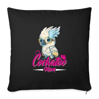 Cacatoès Maman Oiseau Amant Perroquet Femmes - Housse de coussin décorative 45 x 45 cm - noir - Devant
