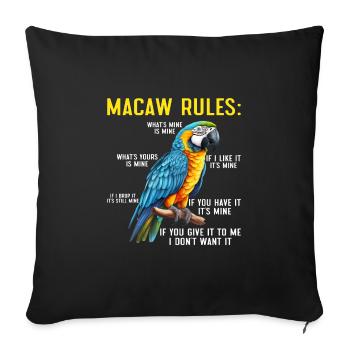 Macaw Regeln Ara Papagei Halter Vogelfreund - Sofakissenbezug 45 x 45 cm - Schwarz - Vorne