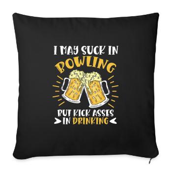 Joueur de bowling Je peux sucer dans Bowling Fan de bière - Housse de coussin décorative 45 x 45 cm - noir - Devant