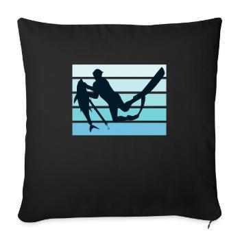 Chasse sous-marine Plongée Chasse au poisson Pêcheur à la lance - Housse de coussin décorative 45 x 45 cm - noir - Devant
