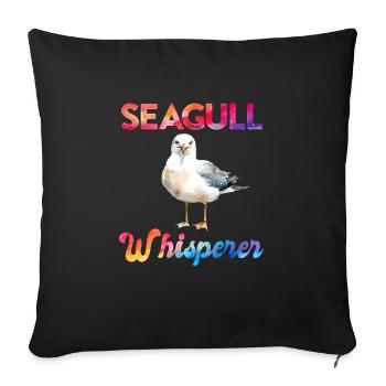 Mouettes, Chuchoteurs d’oiseaux, Amateurs d’oiseaux, Oiseaux marins, Mouettes - Housse de coussin décorative 45 x 45 cm - noir - Devant