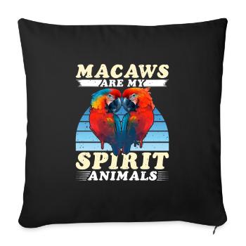 Aras Macaws are my Spirit Animals Macaw Parrot - Sofa pillowcase 17,3'' x 17,3'' (45 x 45 cm) - black - Front