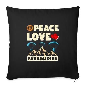 Peace Love Paragliding Shirt Women - Sofa pillowcase 17,3'' x 17,3'' (45 x 45 cm) - black - Front