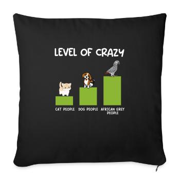 Perroquet gris Niveau des amoureux fous d’oiseaux - Housse de coussin décorative 45 x 45 cm - noir - Devant