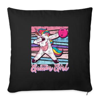 Bowling Femmes Gutter Girl Licorne Fan Bowler - Housse de coussin décorative 45 x 45 cm - noir - Devant