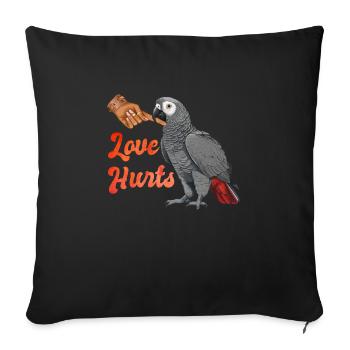 L’amour fait mal au perroquet gris Porte-perroquet gris africain - Housse de coussin décorative 45 x 45 cm - noir - Devant