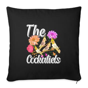 Perruches Les Cockatiels Amateurs d’oiseaux - Housse de coussin décorative 45 x 45 cm - noir - Devant