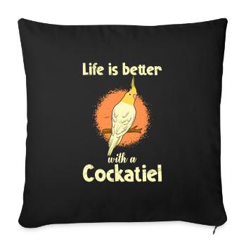 La vie est meilleure avec un Cockatiel Vogelfreund - Housse de coussin décorative 45 x 45 cm - noir - Devant