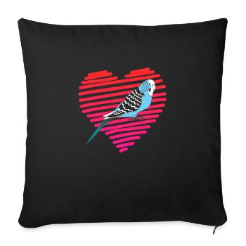 Piepmatz I love Budgies Wellensittich Vogelhalter - Sofakissenbezug 45 x 45 cm - Schwarz - Vorne