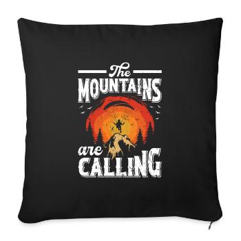 Mountaineering The Mountains are Calling - Sofa pillowcase 17,3'' x 17,3'' (45 x 45 cm) - black - Front