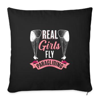 Paraglider Women Real Girls Fly Paragliding - Sofa pillowcase 17,3'' x 17,3'' (45 x 45 cm) - black - Front