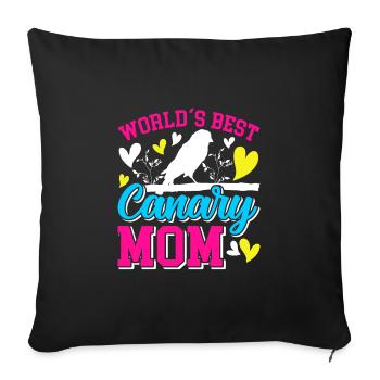 Les meilleurs canaris du monde Maman Oiseau Amoureux Femmes - Housse de coussin décorative 45 x 45 cm - noir - Devant
