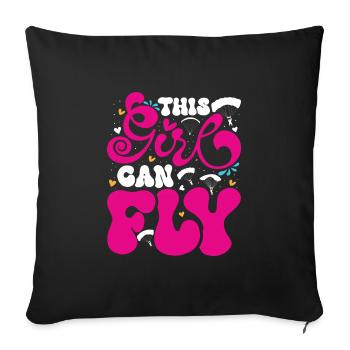 Paragliding Women's Fly - Sofa pillowcase 17,3'' x 17,3'' (45 x 45 cm) - black - Front